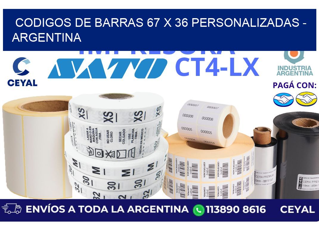 codigos de barras 67 x 36 personalizadas - Argentina