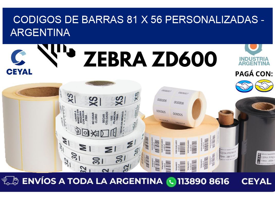 codigos de barras 81 x 56 personalizadas - Argentina