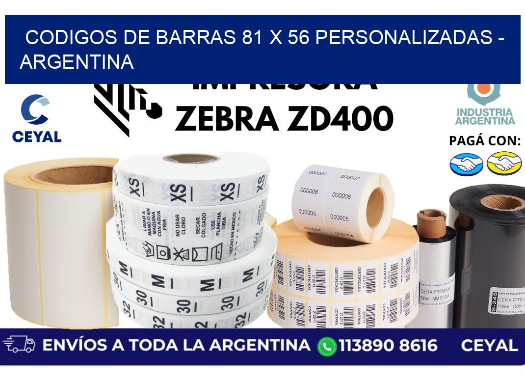 codigos de barras 81 x 56 personalizadas - Argentina