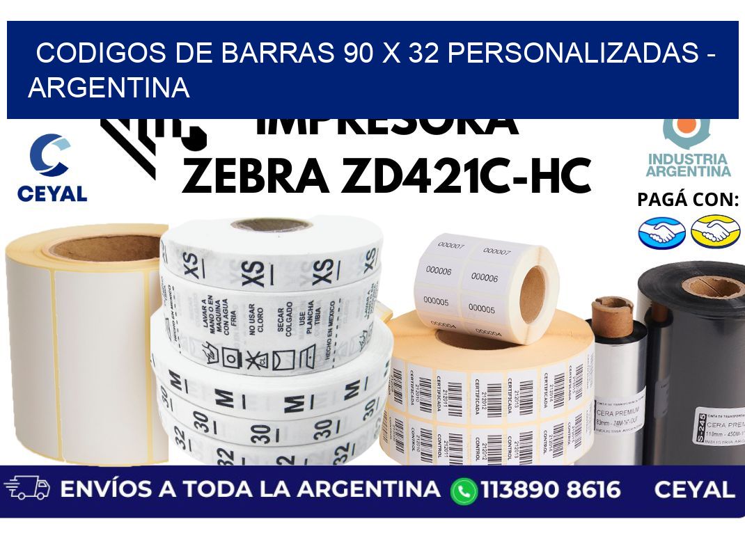 codigos de barras 90 x 32 personalizadas - Argentina