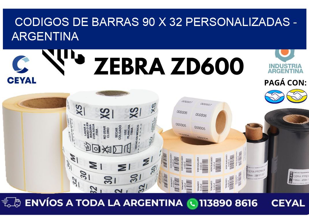 codigos de barras 90 x 32 personalizadas - Argentina