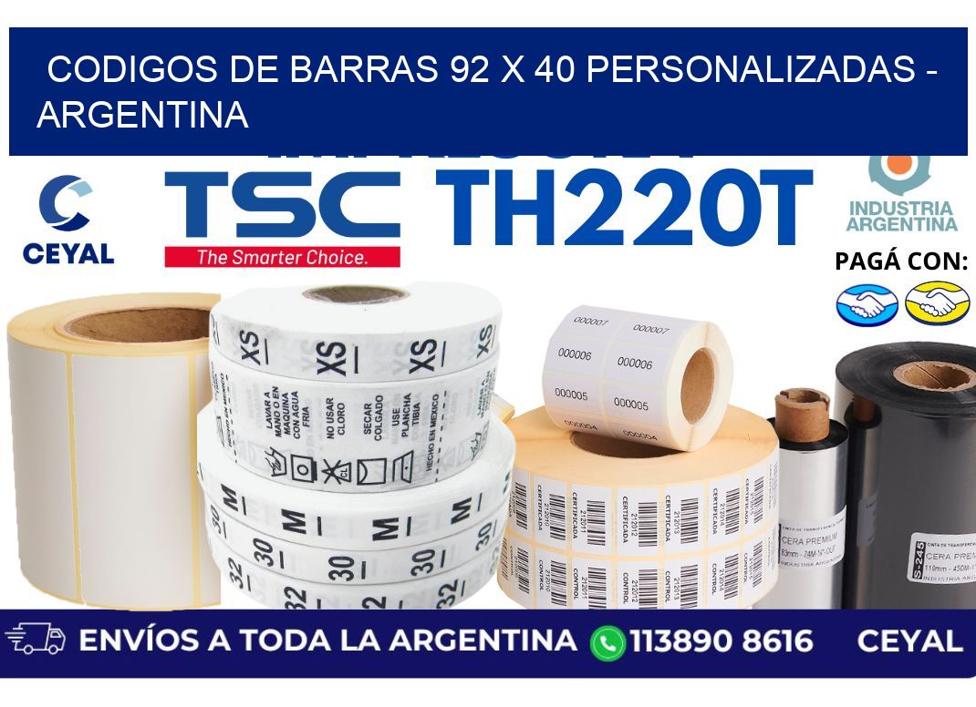 codigos de barras 92 x 40 personalizadas - Argentina