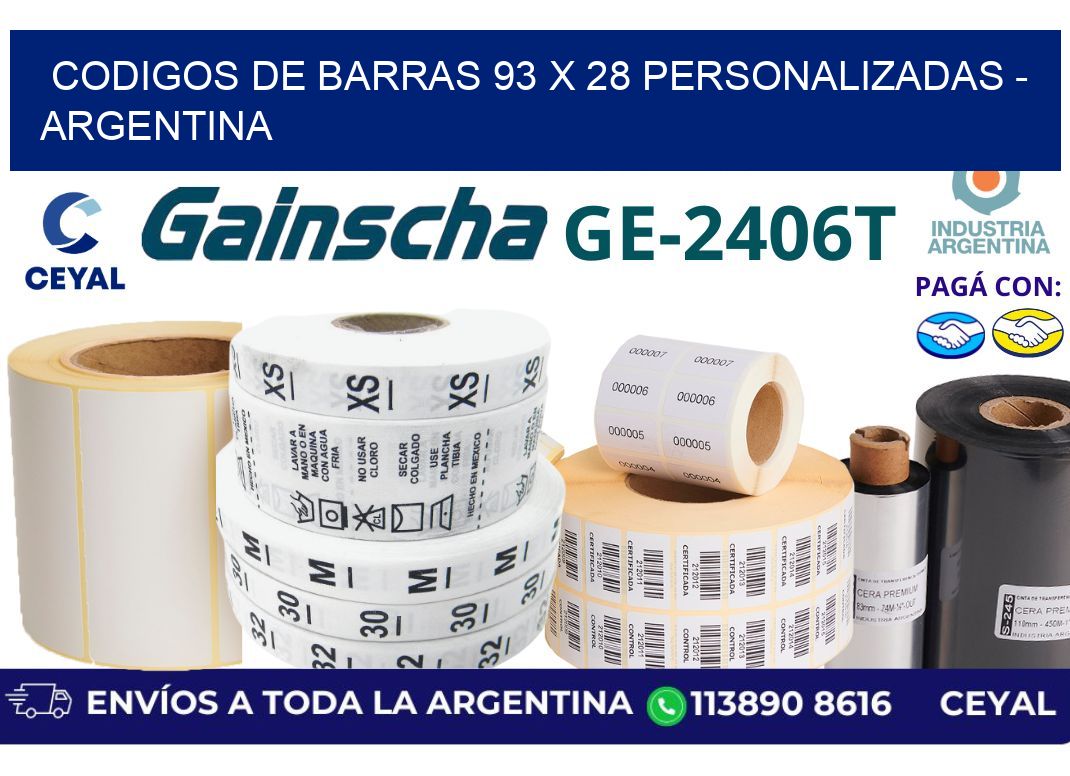 codigos de barras 93 x 28 personalizadas - Argentina