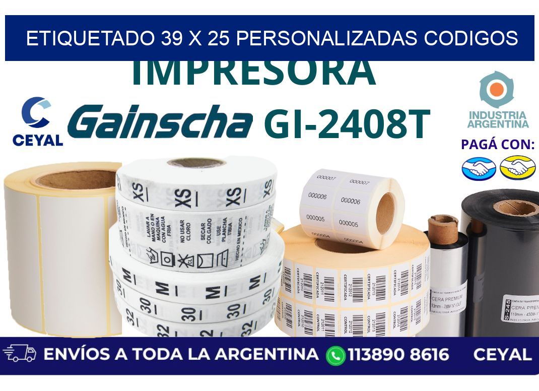 etiquetado 39 x 25 personalizadas codigos