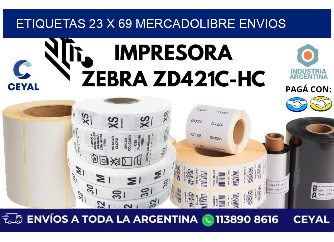 etiquetas 23 x 69 mercadolibre envios