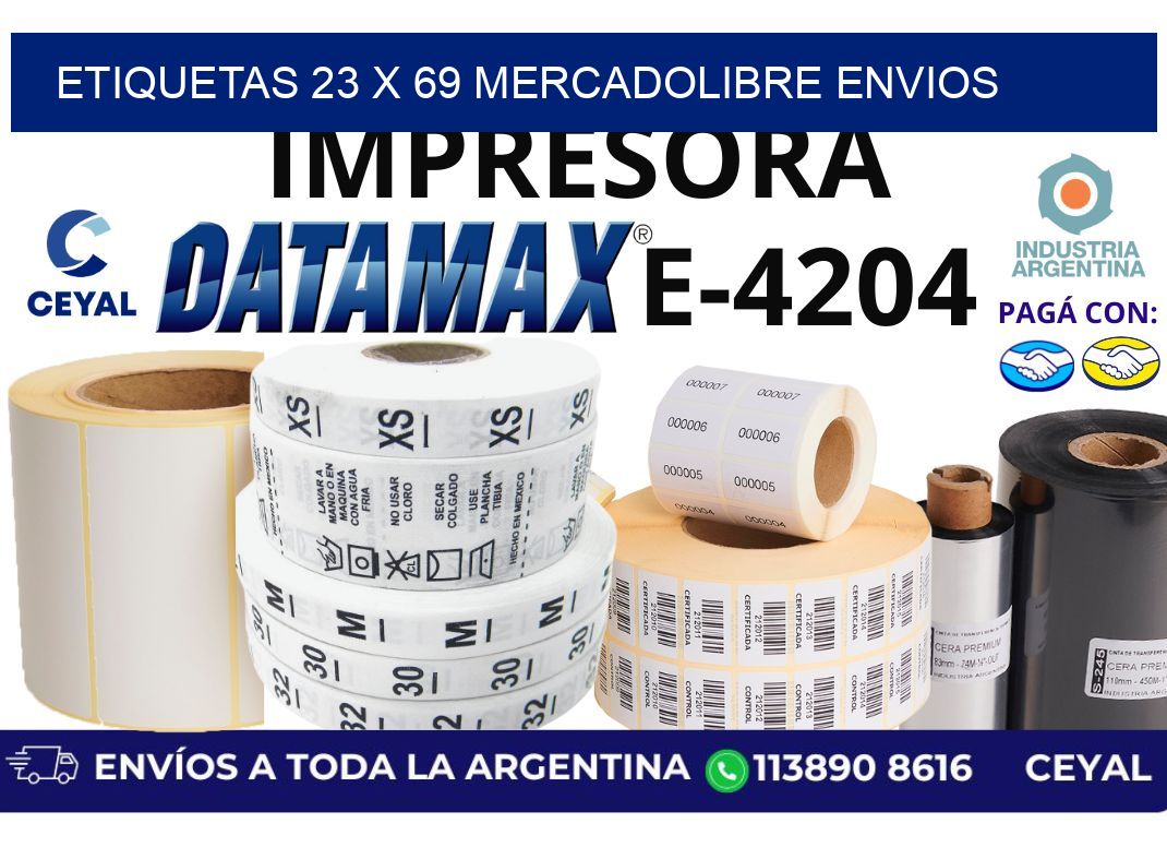 etiquetas 23 x 69 mercadolibre envios