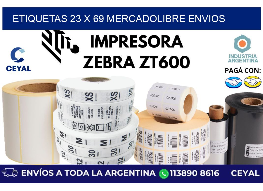etiquetas 23 x 69 mercadolibre envios