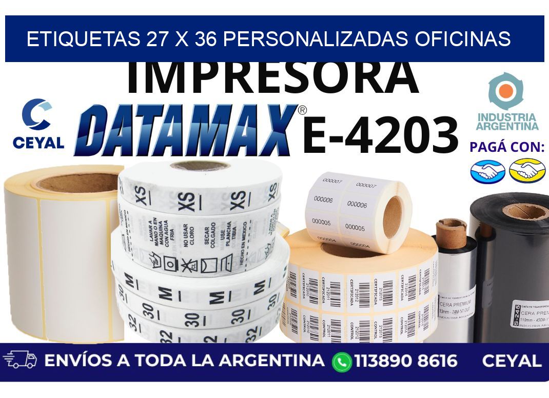 etiquetas 27 x 36 personalizadas oficinas