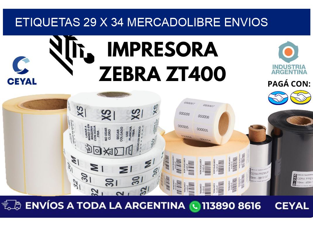 etiquetas 29 x 34 mercadolibre envios