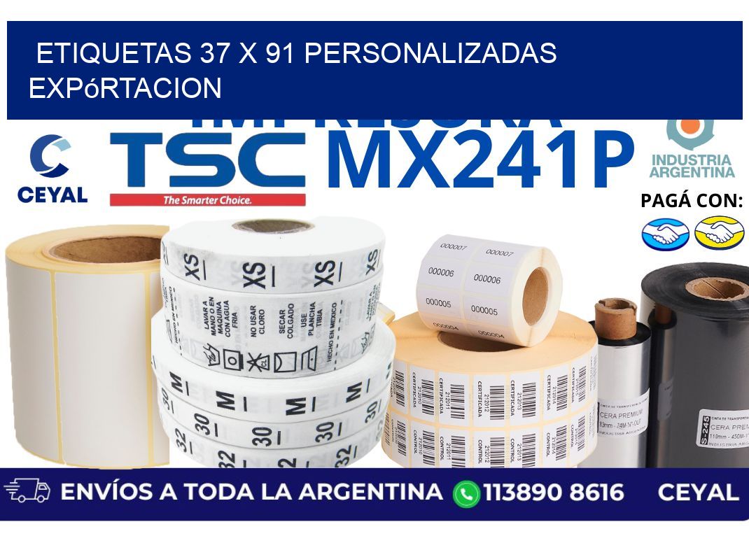 etiquetas 37 x 91 personalizadas expórtacion