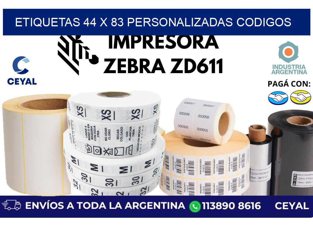 etiquetas 44 x 83 personalizadas codigos