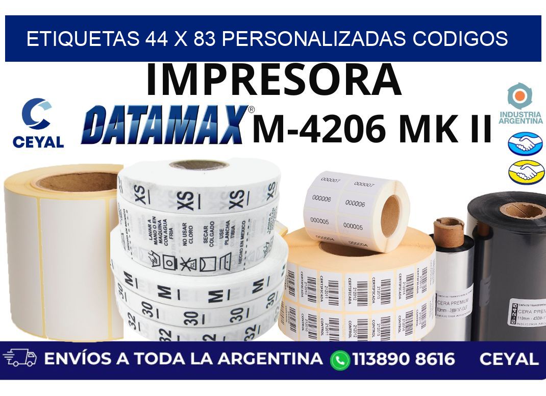 etiquetas 44 x 83 personalizadas codigos
