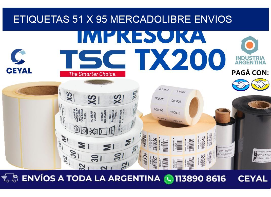 etiquetas 51 x 95 mercadolibre envios