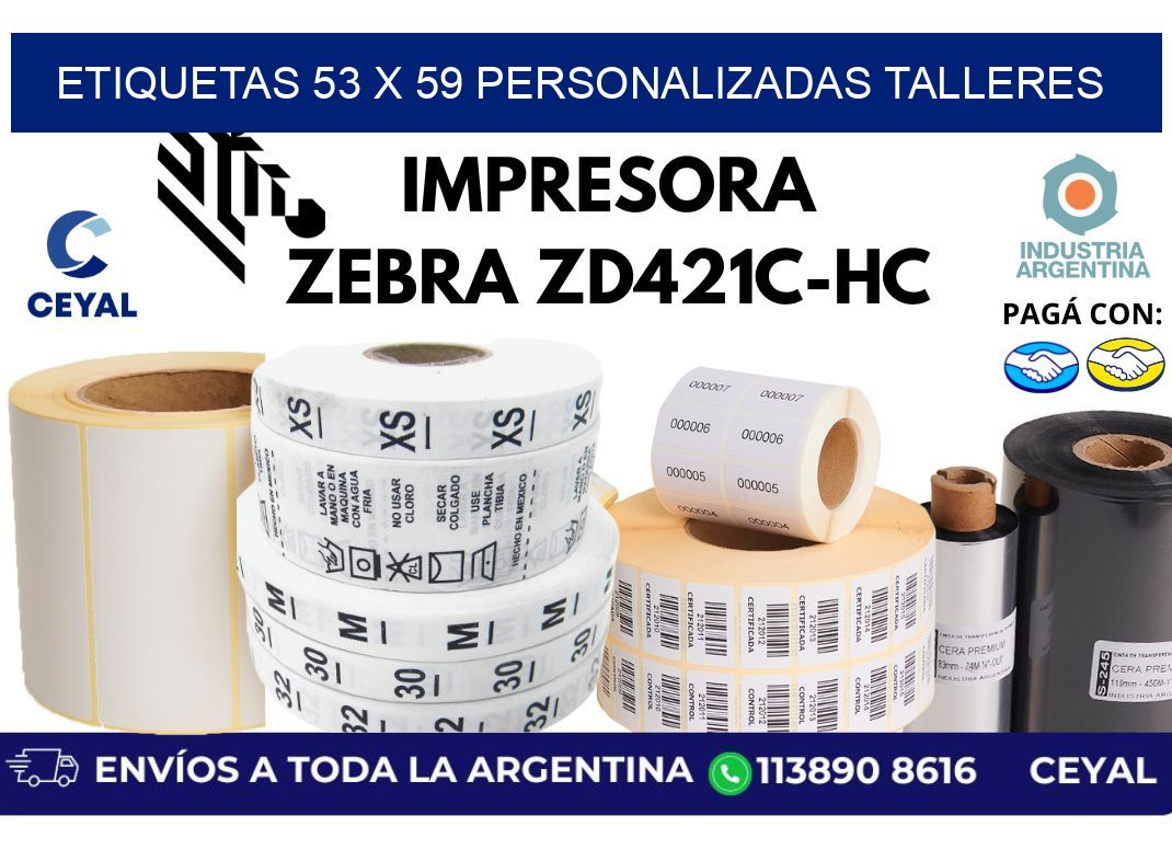 etiquetas 53 x 59 personalizadas talleres