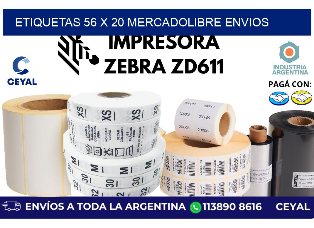 etiquetas 56 x 20 mercadolibre envios