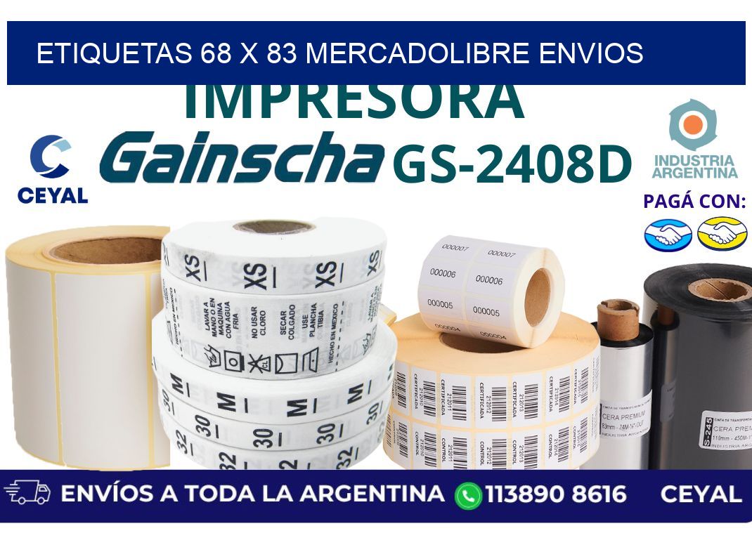 etiquetas 68 x 83 mercadolibre envios