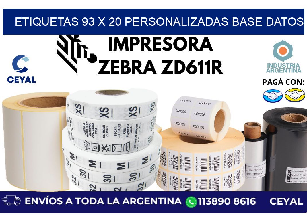etiquetas 93 x 20 personalizadas base datos