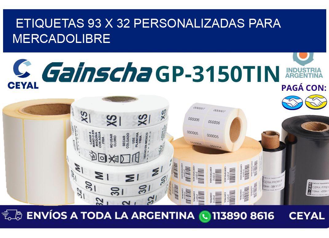 etiquetas 93 x 32 personalizadas para mercadolibre