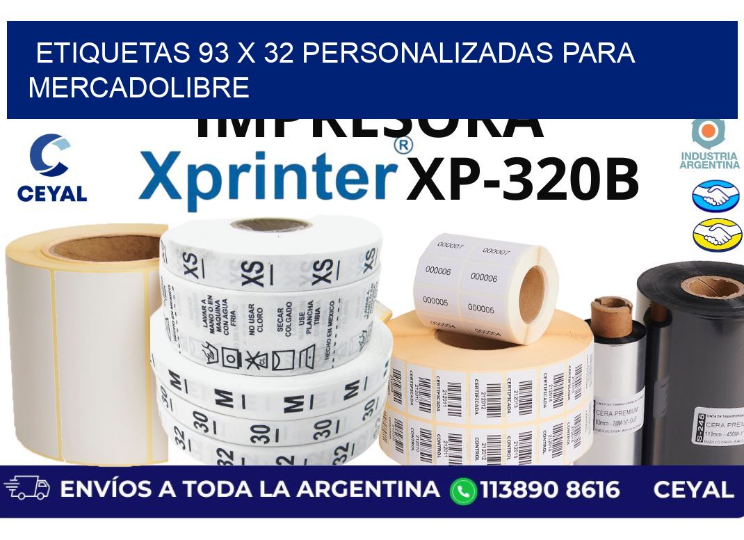 etiquetas 93 x 32 personalizadas para mercadolibre
