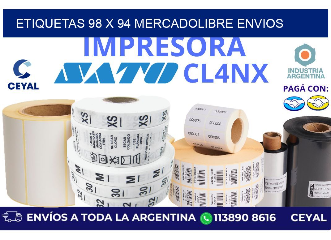 etiquetas 98 x 94 mercadolibre envios