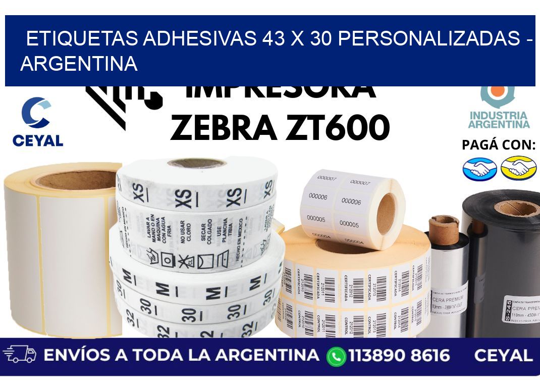 etiquetas adhesivas 43 x 30 personalizadas - Argentina
