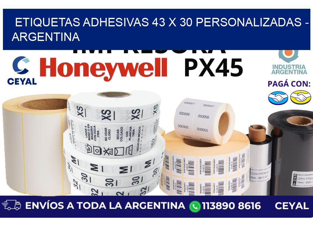 etiquetas adhesivas 43 x 30 personalizadas - Argentina