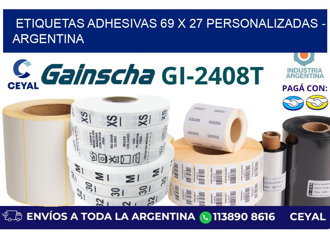 etiquetas adhesivas 69 x 27 personalizadas - Argentina