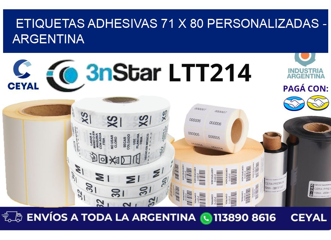 etiquetas adhesivas 71 x 80 personalizadas - Argentina