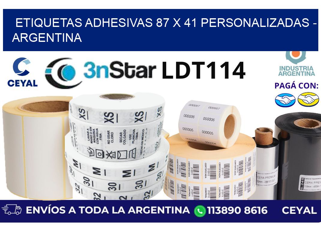 etiquetas adhesivas 87 x 41 personalizadas - Argentina