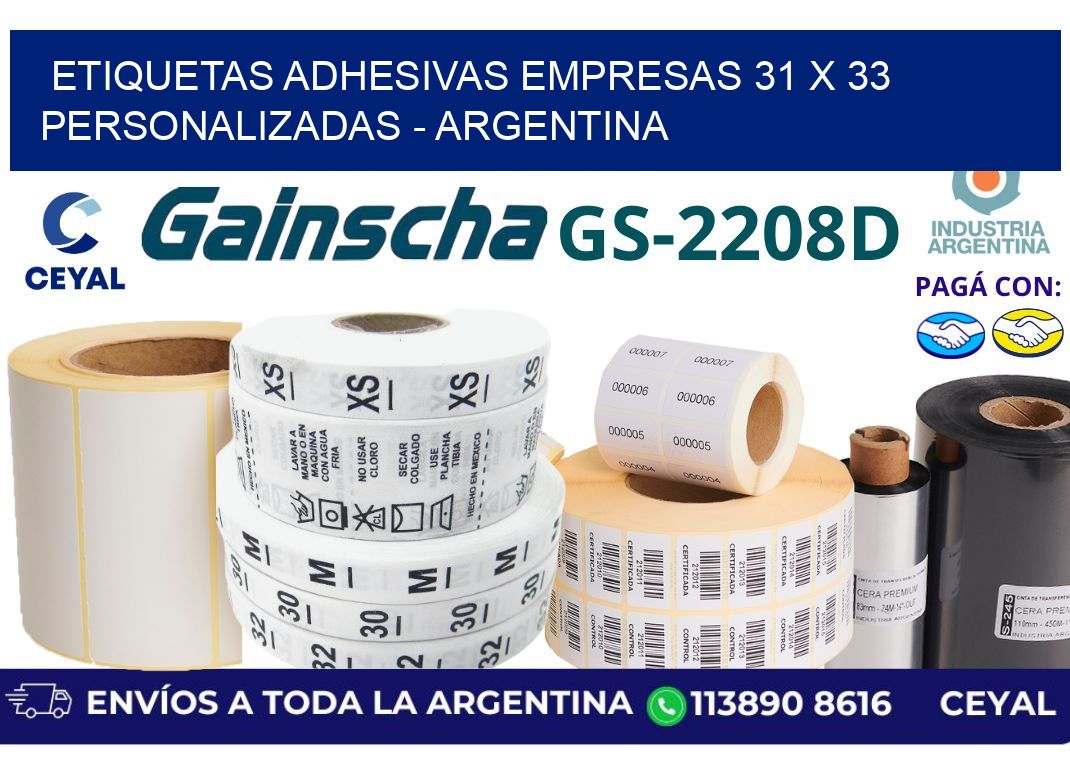 etiquetas adhesivas empresas 31 x 33 personalizadas - Argentina