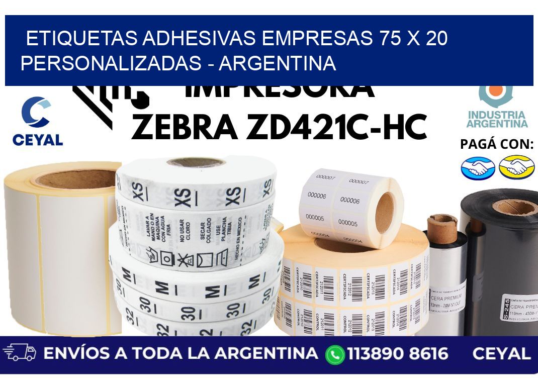 etiquetas adhesivas empresas 75 x 20 personalizadas - Argentina