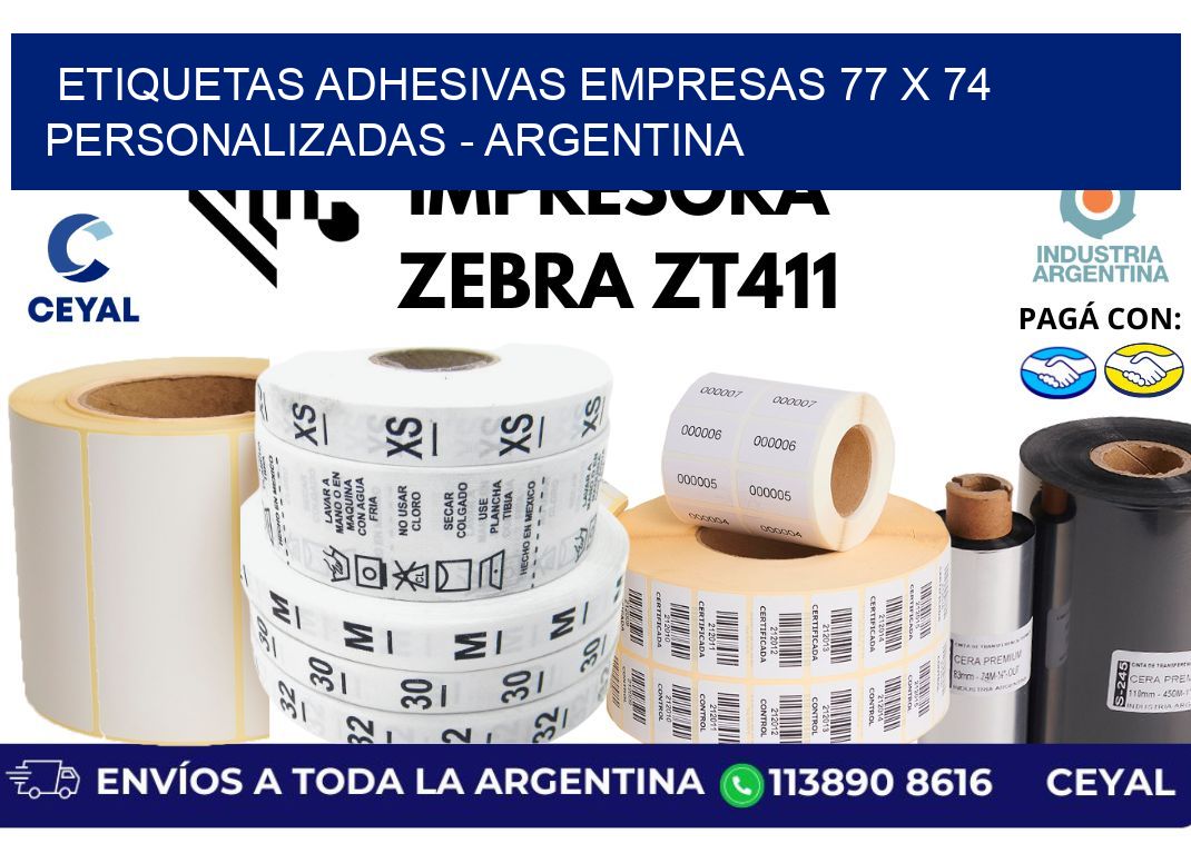 etiquetas adhesivas empresas 77 x 74 personalizadas - Argentina