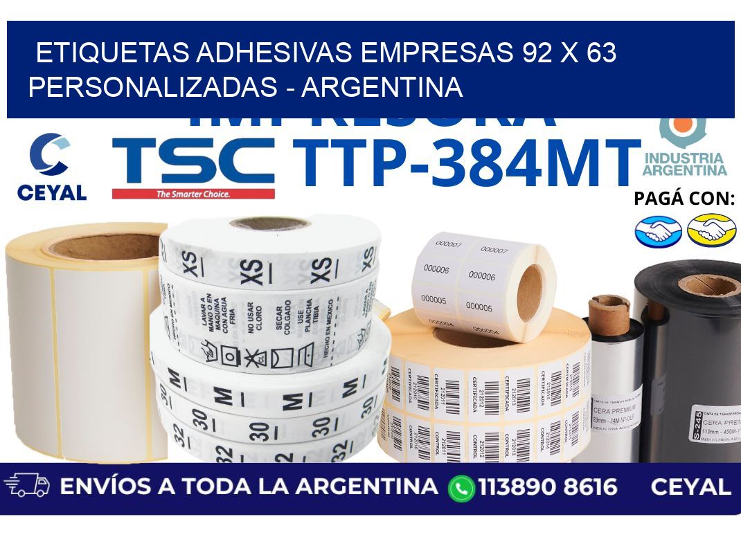 etiquetas adhesivas empresas 92 x 63 personalizadas - Argentina