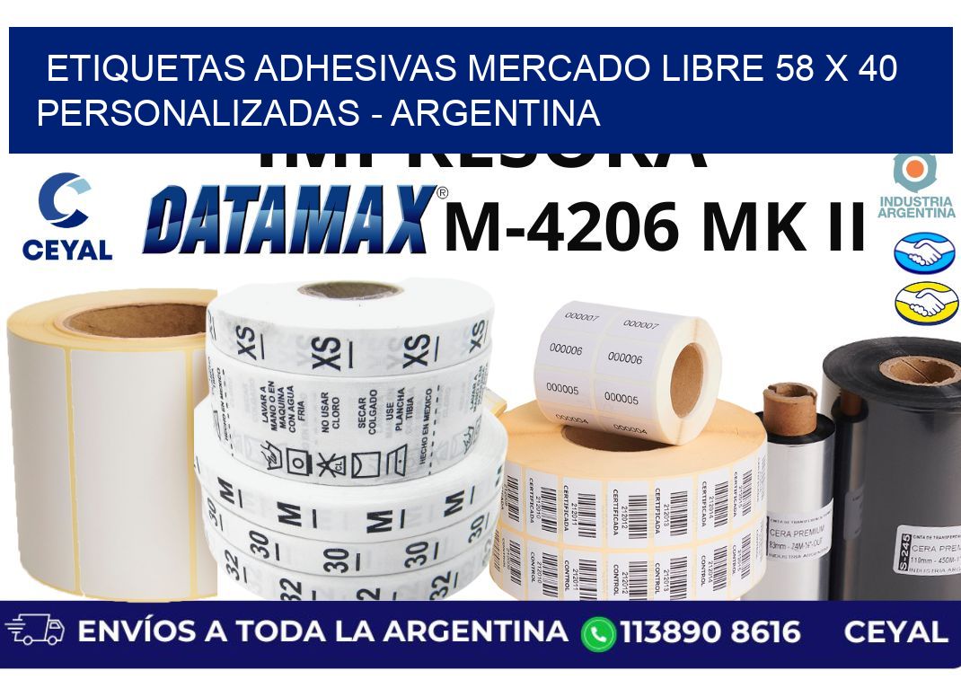 etiquetas adhesivas mercado libre 58 x 40 personalizadas - Argentina