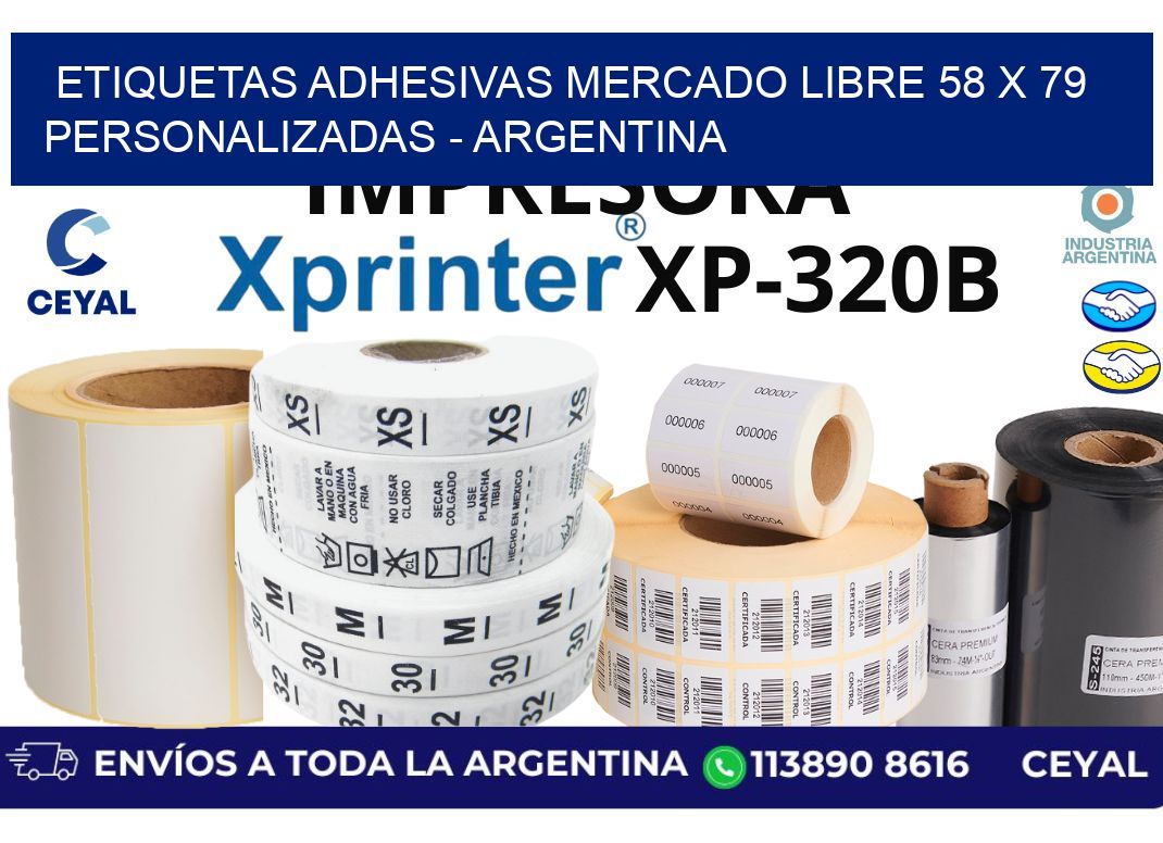 etiquetas adhesivas mercado libre 58 x 79 personalizadas - Argentina