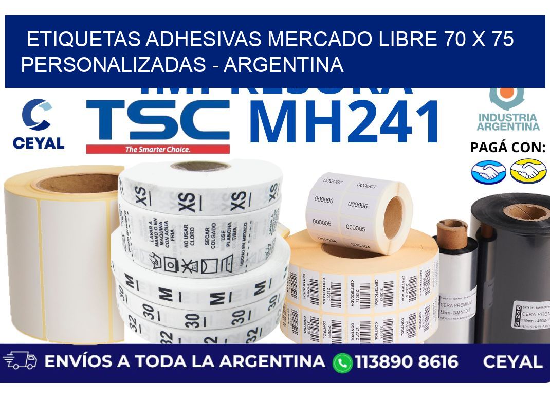 etiquetas adhesivas mercado libre 70 x 75 personalizadas – Argentina