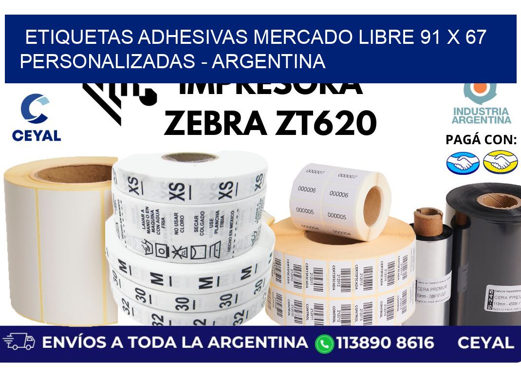 etiquetas adhesivas mercado libre 91 x 67 personalizadas - Argentina