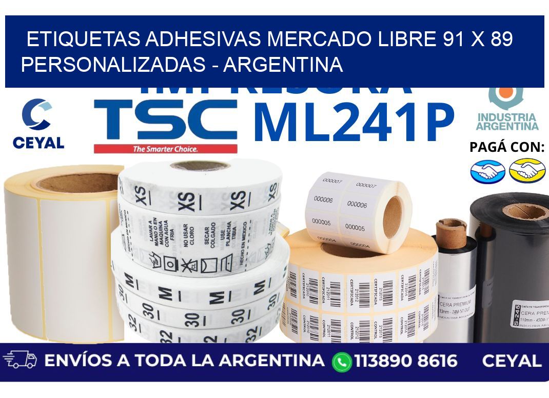 etiquetas adhesivas mercado libre 91 x 89 personalizadas - Argentina