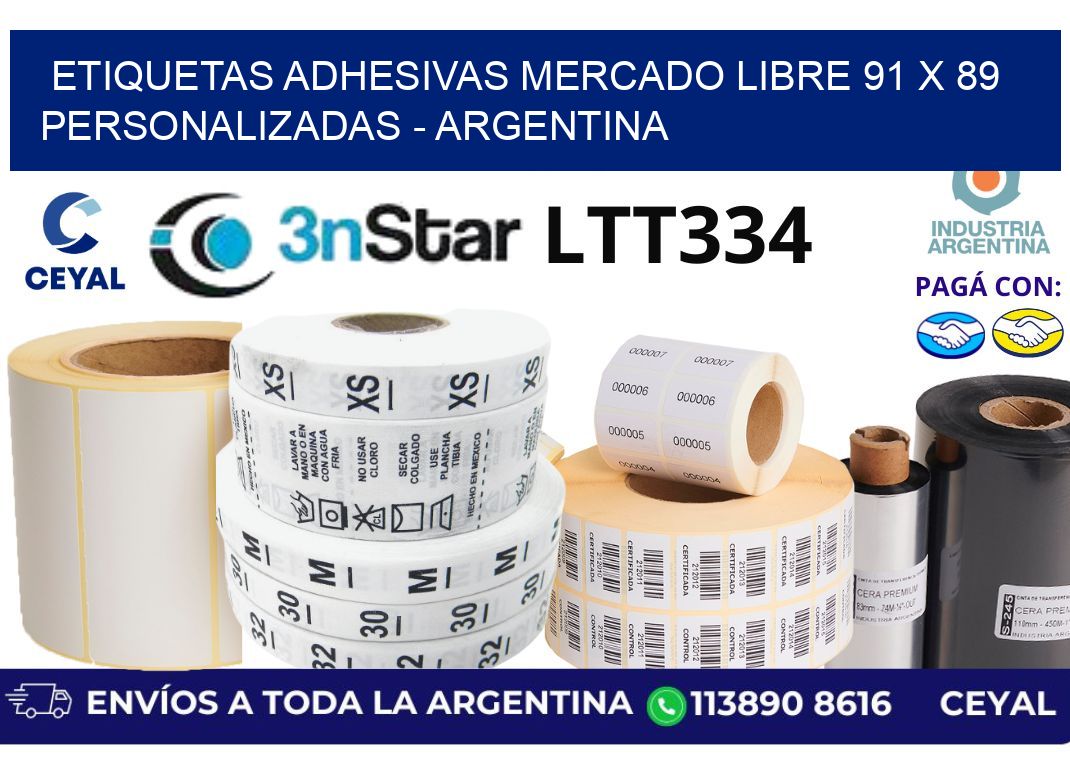 etiquetas adhesivas mercado libre 91 x 89 personalizadas - Argentina