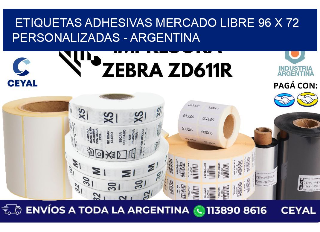 etiquetas adhesivas mercado libre 96 x 72 personalizadas - Argentina