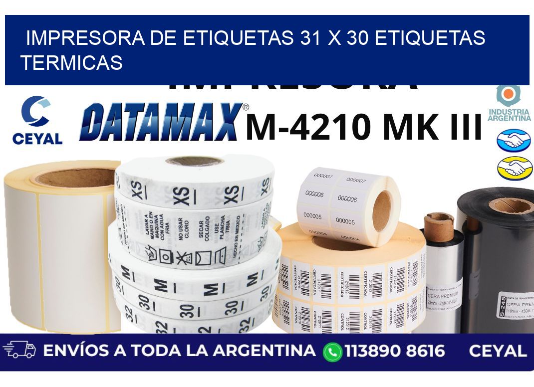 impresora de etiquetas 31 x 30 etiquetas termicas