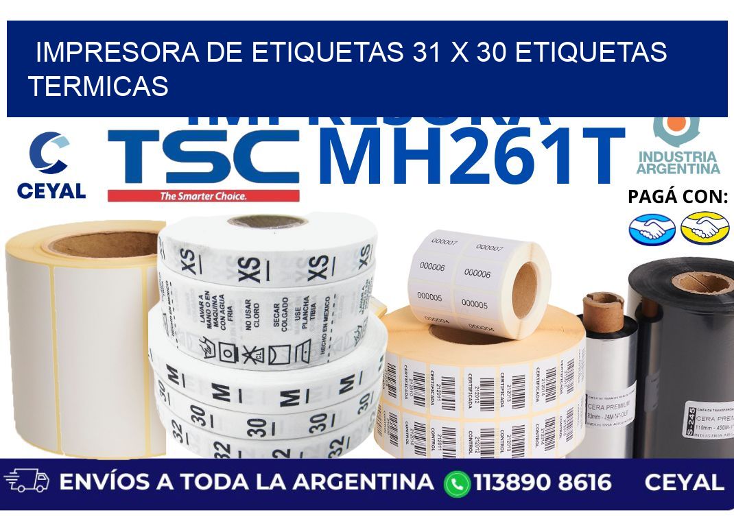 impresora de etiquetas 31 x 30 etiquetas termicas