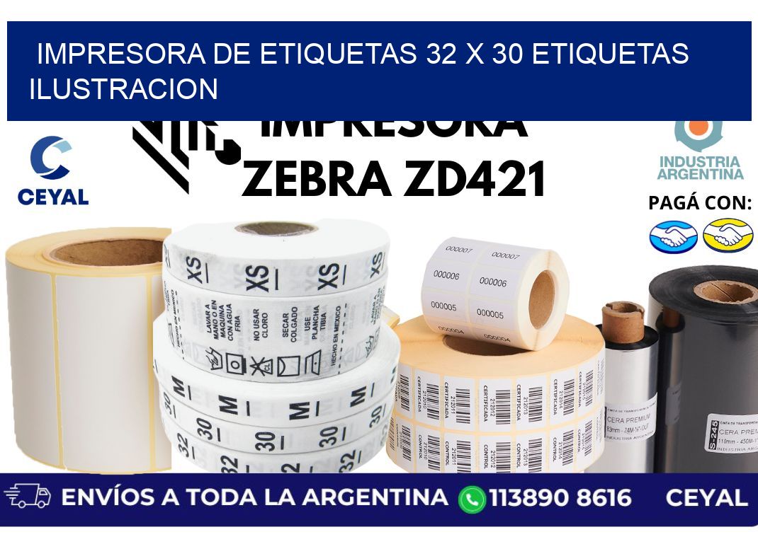 impresora de etiquetas 32 x 30 etiquetas ilustracion