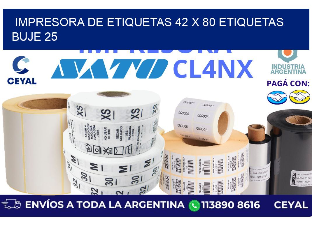 impresora de etiquetas 42 x 80 etiquetas buje 25