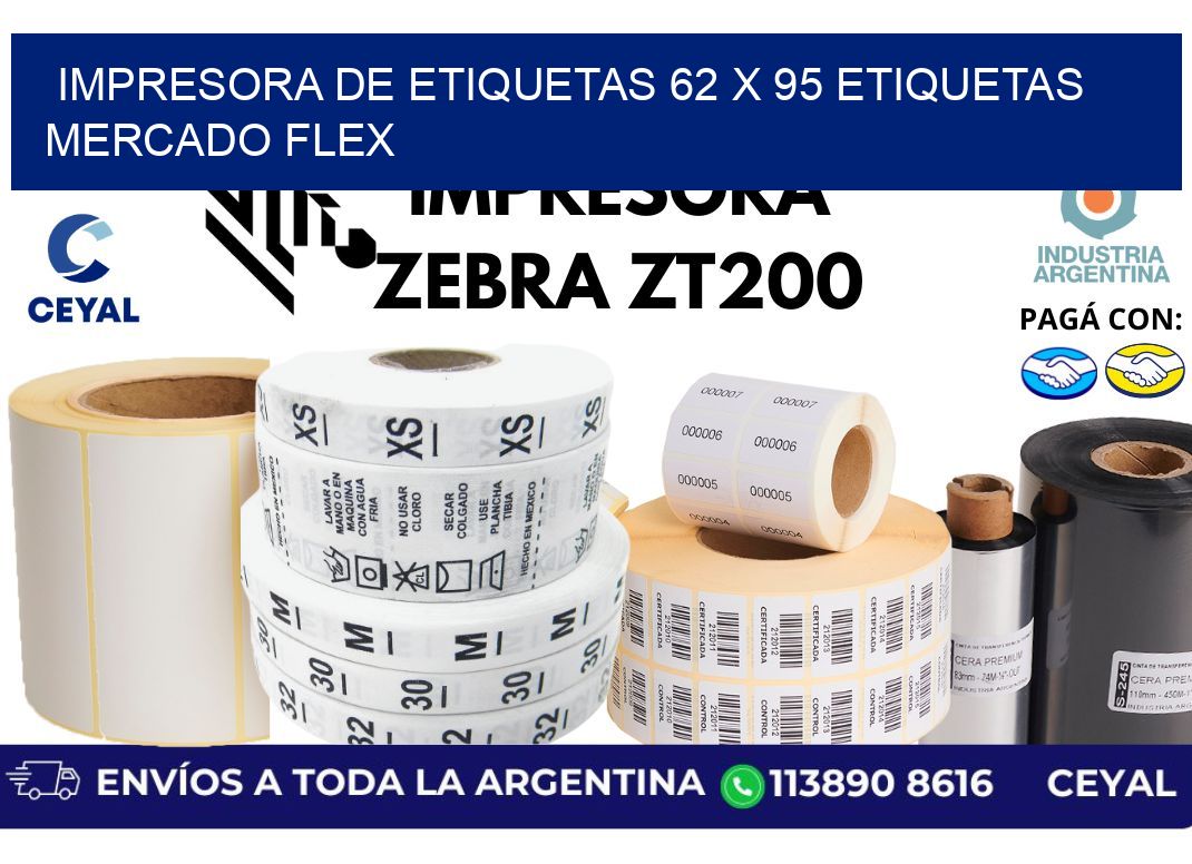 impresora de etiquetas 62 x 95 etiquetas mercado flex