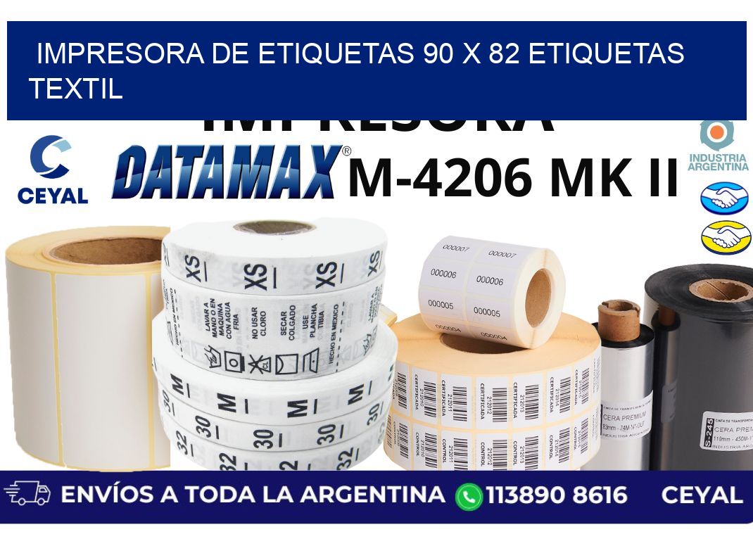 impresora de etiquetas 90 x 82 etiquetas textil