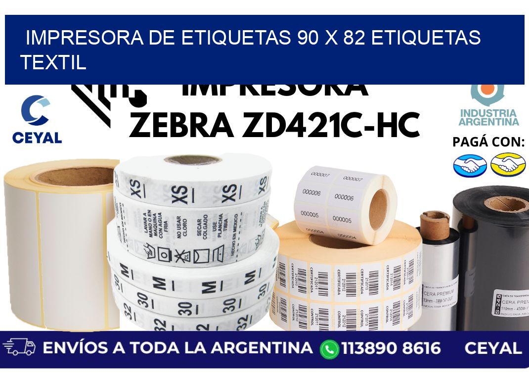 impresora de etiquetas 90 x 82 etiquetas textil