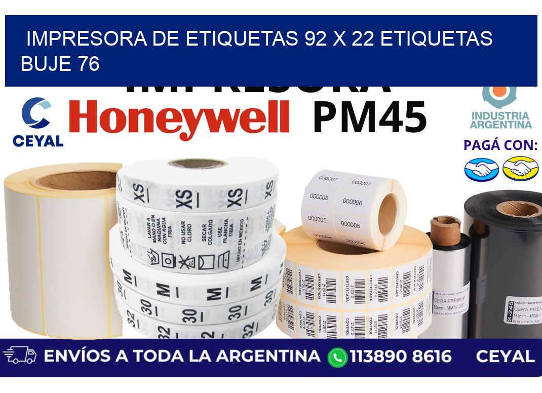 impresora de etiquetas 92 x 22 etiquetas buje 76