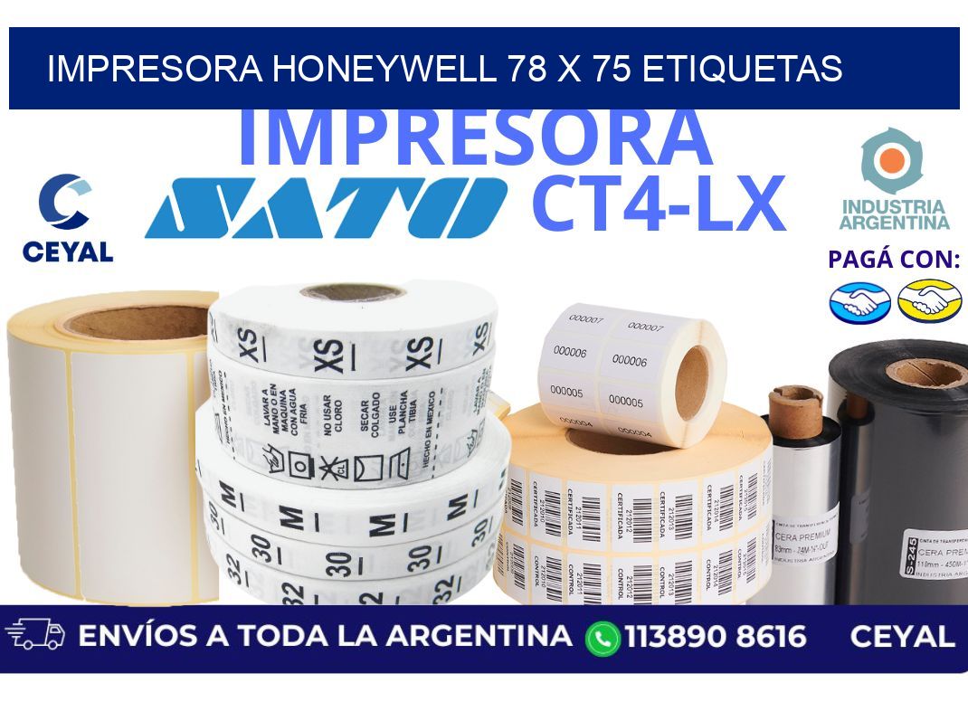 impresora honeywell 78 x 75 etiquetas