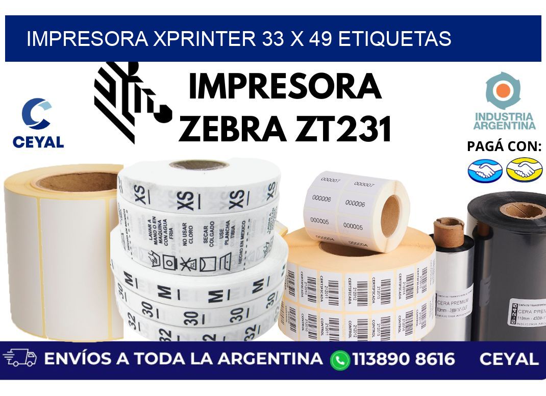 impresora xprinter 33 x 49 etiquetas